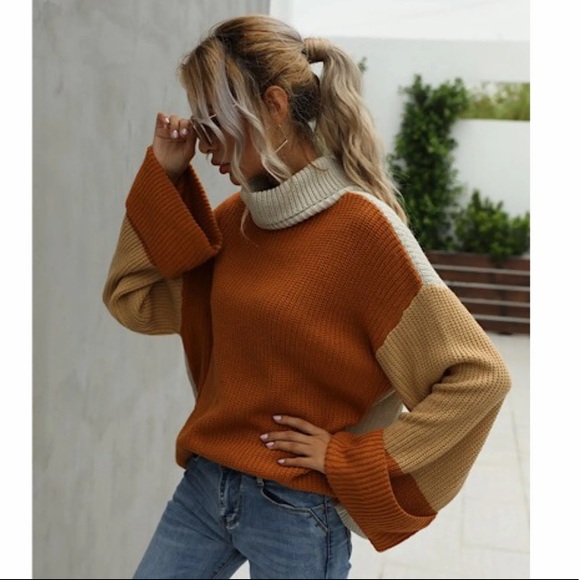 OVERSIZED COWL NECK MULTI SWEATER - Picture 3 of 7